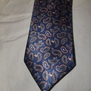 Mens Necktie Paisley Blue & Pink Vintage Ketch
